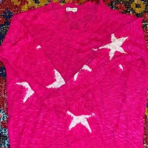 neon pink star sweater